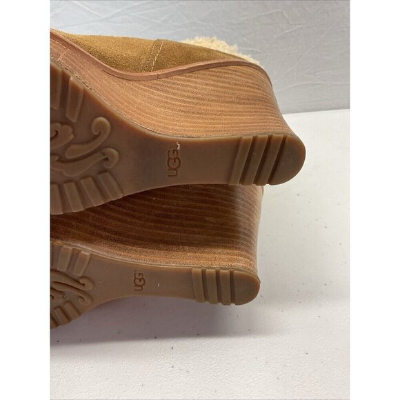 UGG Australia Anais Boots Womens 8.5 Chestnut Brown Suede Wedge Heel - Picture 9 of 11